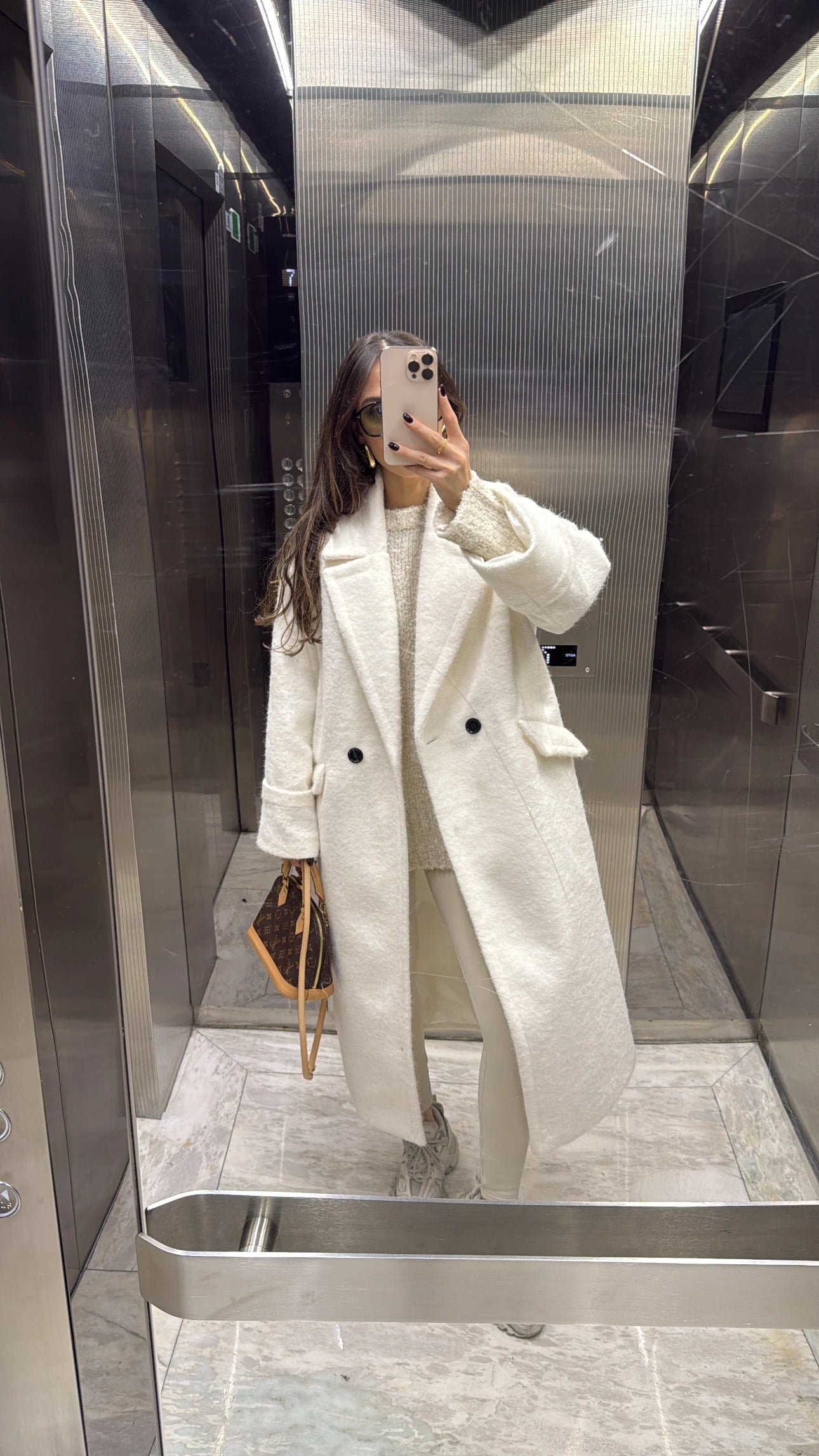 Ecru lined double sleeve long coat