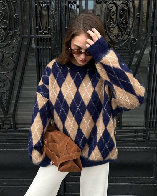 Baklava pattern oversized knitwear