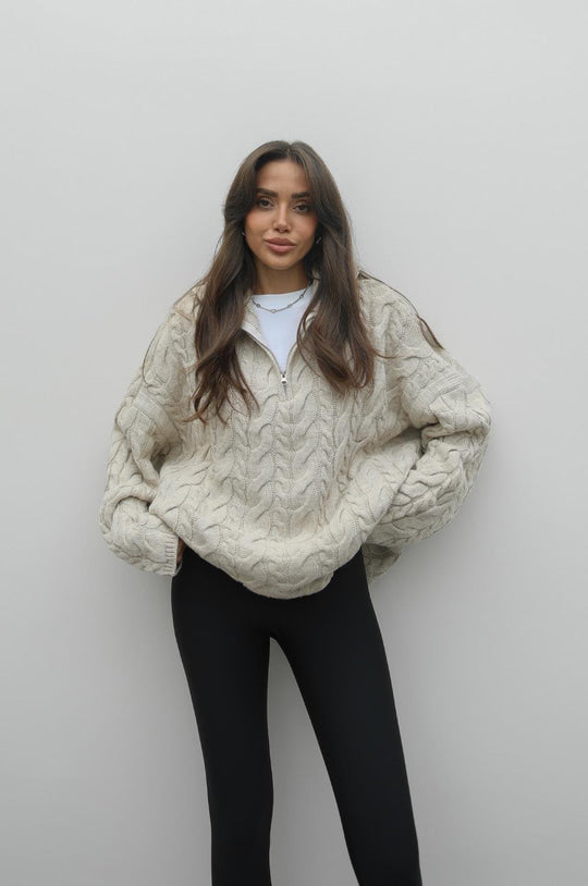 Zippered knit sweater