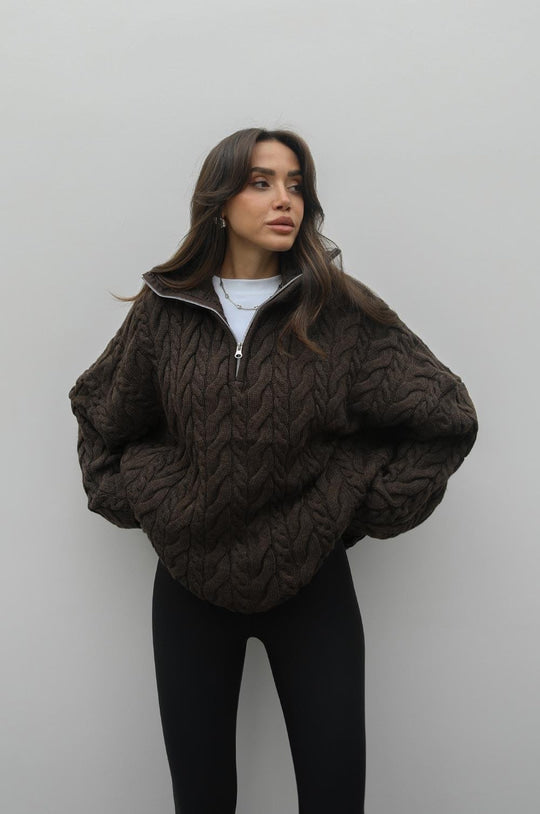 Zippered knit sweater