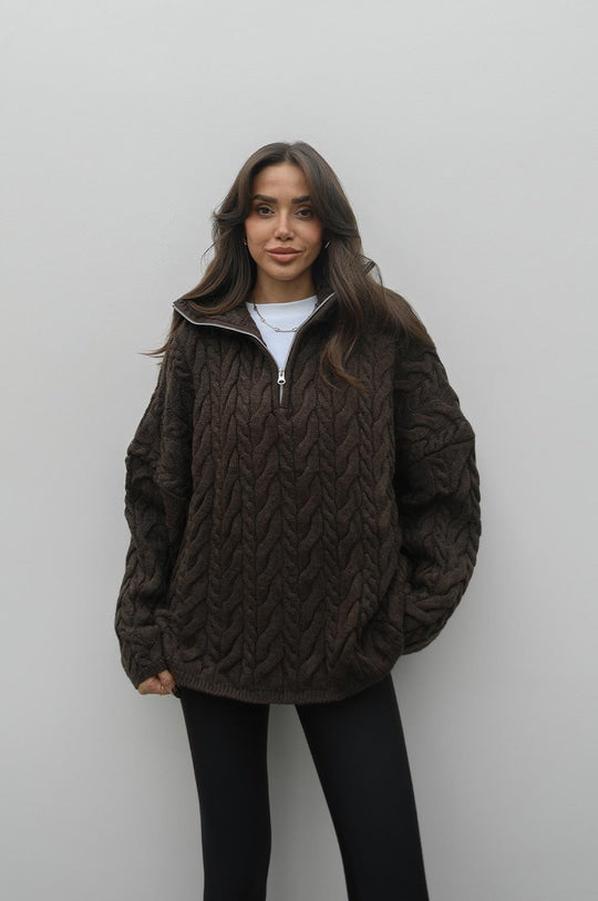 Zippered knit sweater