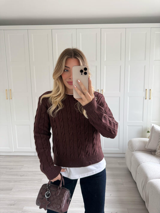 Cherry crew neck hair knitted sweater