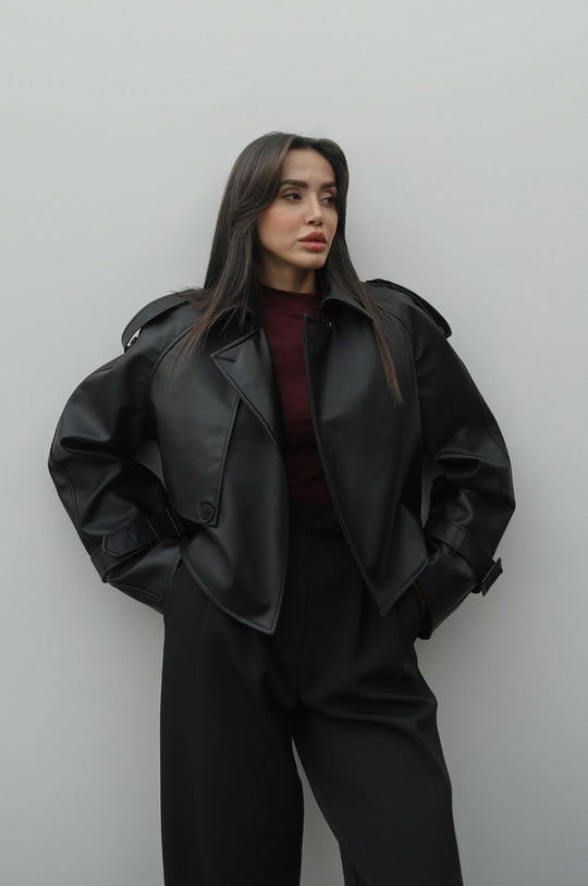 Brand model plum lined leather jacket