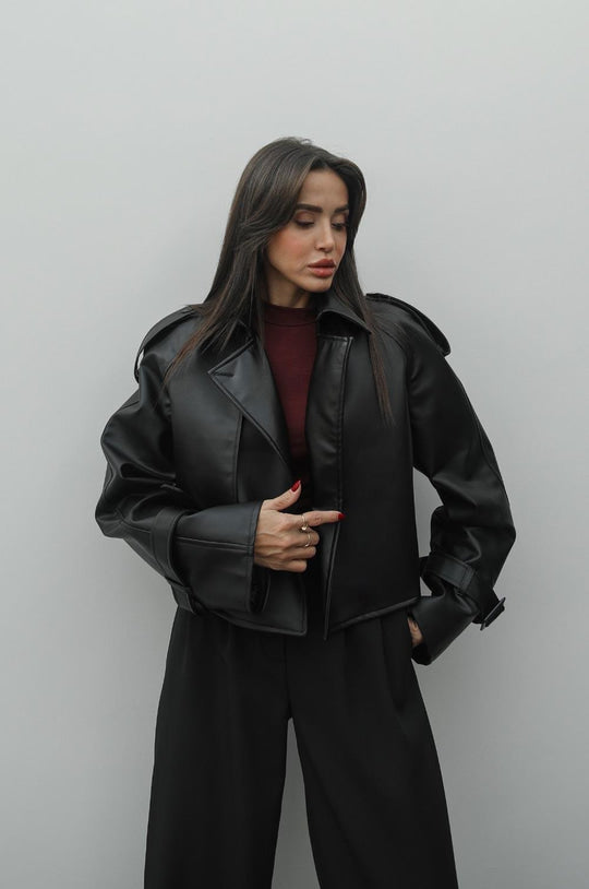 Brand model plum lined leather jacket