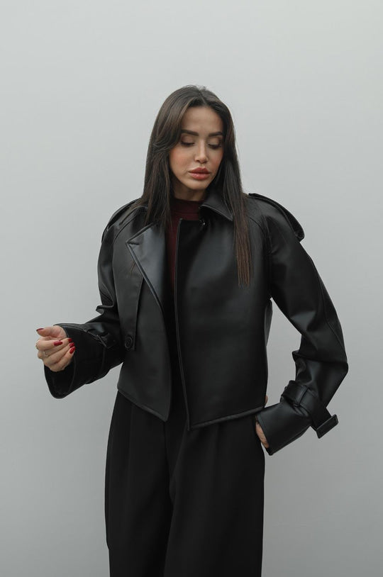 Brand model plum lined leather jacket