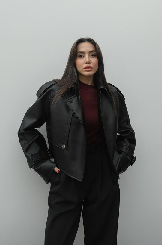 Brand model plum lined leather jacket